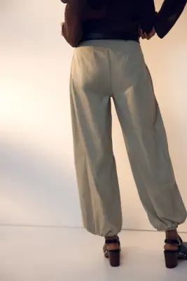 Pantalon à jambes ballon en nylon - Beige — photo 2