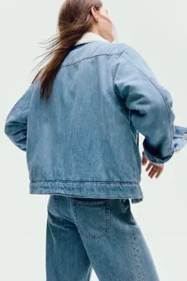 Veste en denim avec col - Bleu denim — photo 3