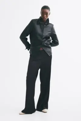 Pantalon large en satin - Noir — photo 1
