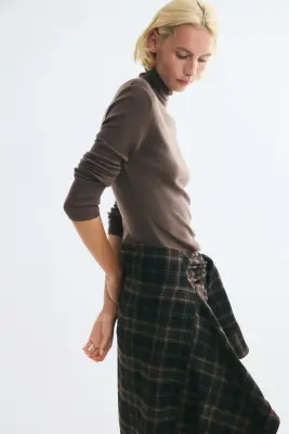 Pull col roulé en cachemire mélangé - Marron foncé — photo 2