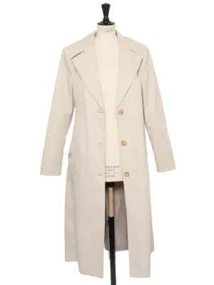 Trench long ceinturé en toile beige Prix boutique 2600€ Taille 40 — photo 2