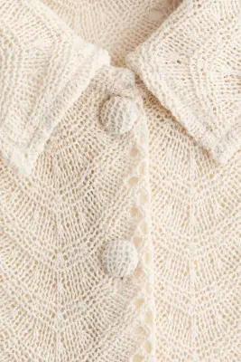 Chemise façon crochet avec manches courtes - Crème — photo 2