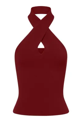 Amanda Halter Knit Top - Bordeaux — photo 5