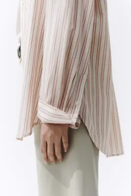 Chemise oversize en lyocell mélangé - Rose clair/rayé — photo 2