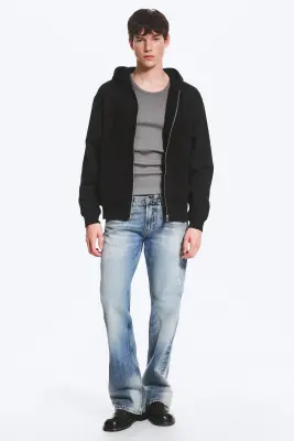 Sweat à capuche zippé classique - Noir — photo 2