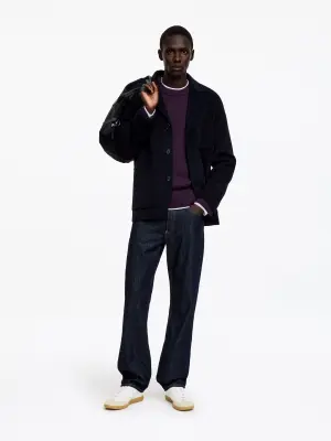Pull en maille de laine épaisse - Mauve foncé — photo 1