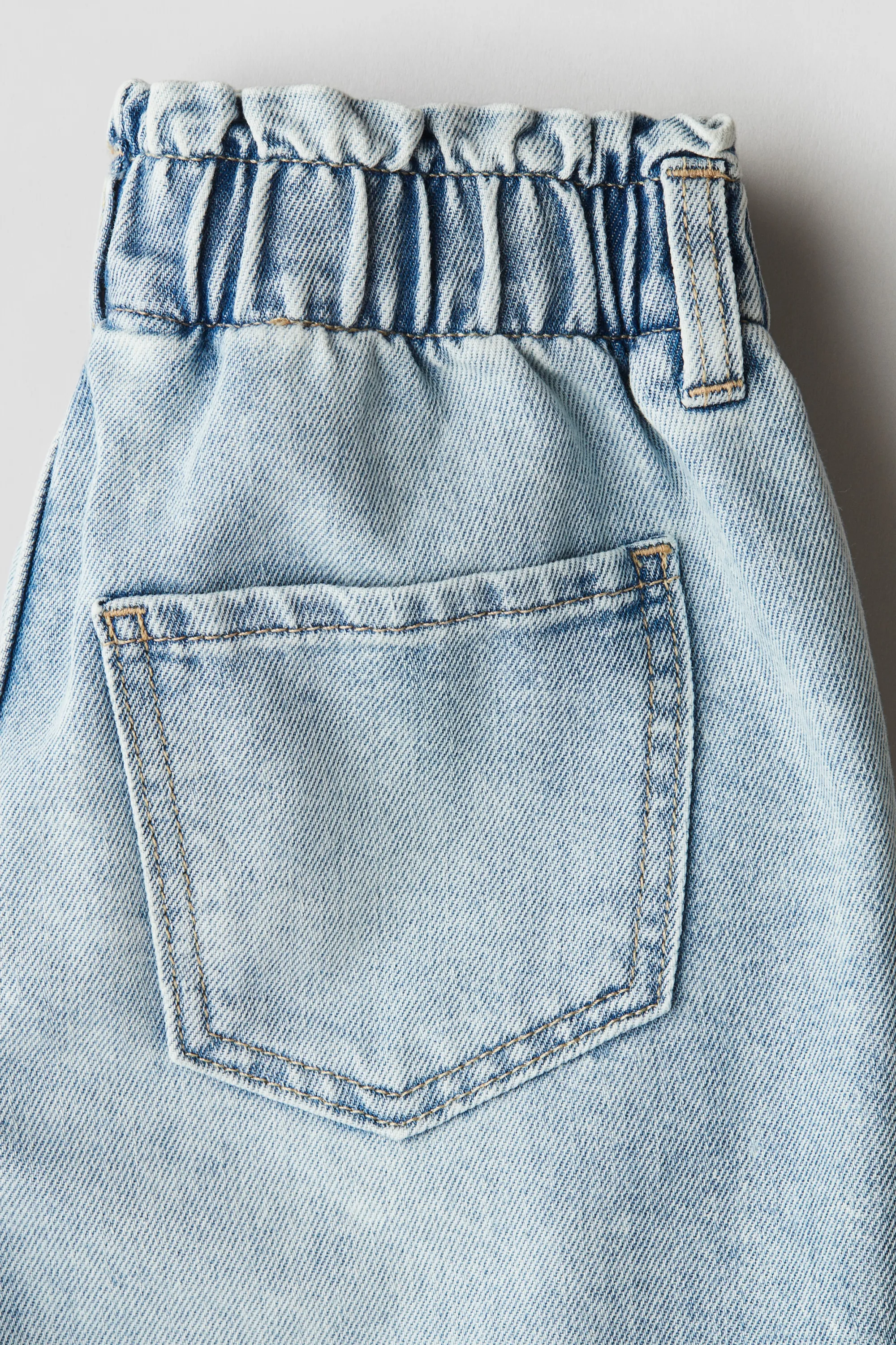 Short paper bag en denim - Bleu denim clair