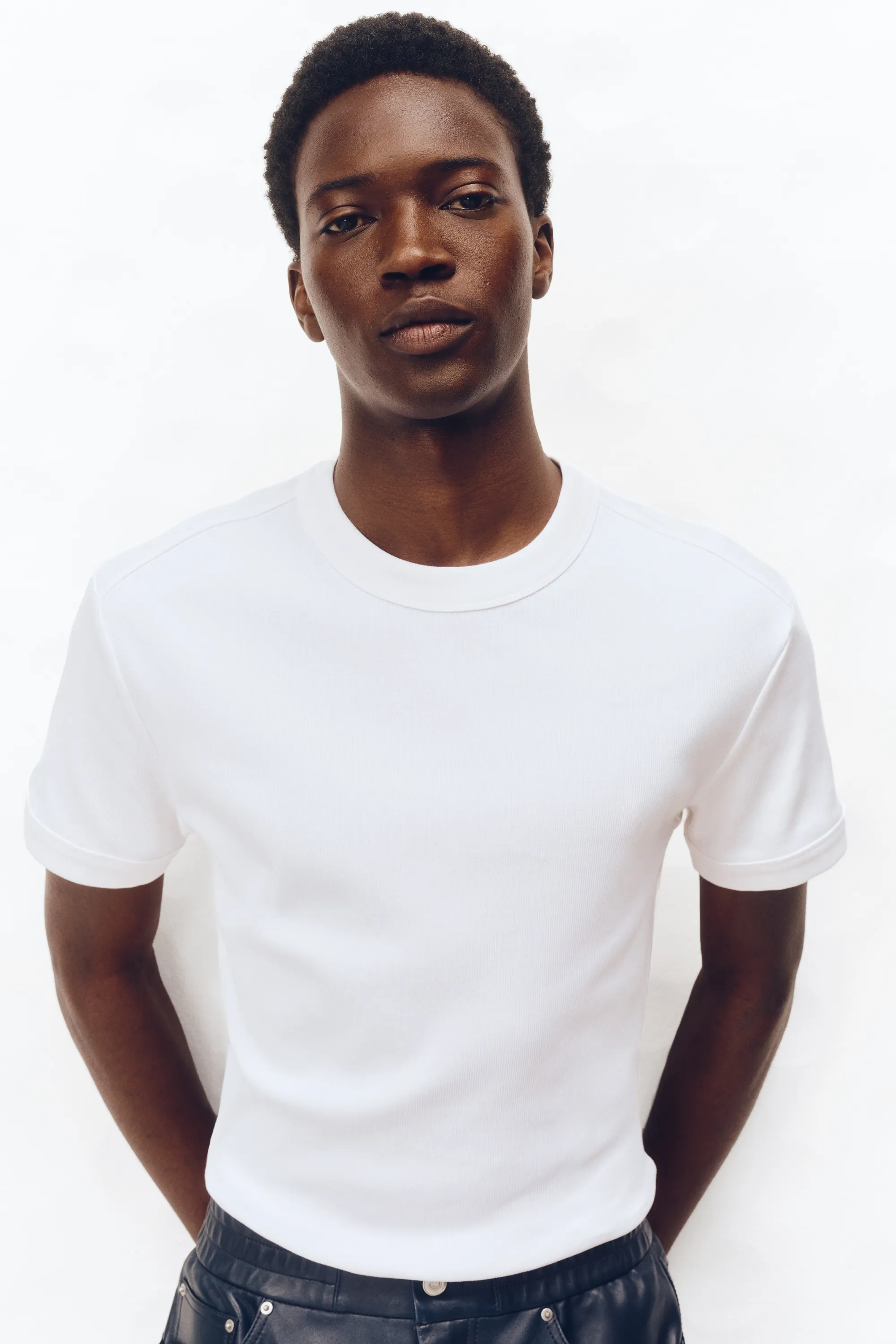 T-shirt en coton côtelé - Blanc