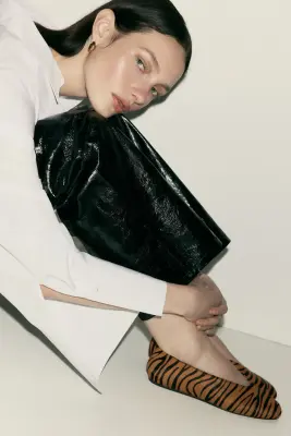 Ballerines en cuir - Beige foncé/imitation tigre — photo 1