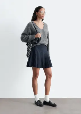 Mini jupe plissée - Bleu foncé — photo 4