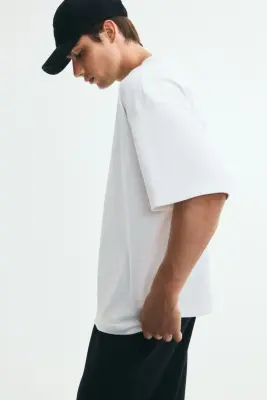 T-shirt Oversized Fit en interlock - Blanc — photo 3