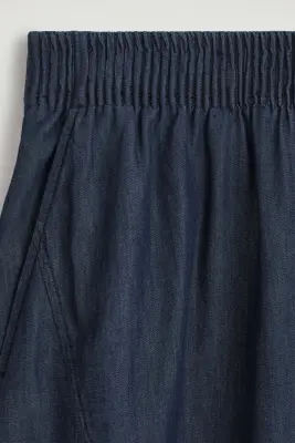 PANTALON BARREL EN DENIM À TAILLE ÉLASTIQUÉE - BLEU FONCÉ — photo 5