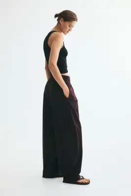 Pantalon à pinces avec jambes barrel - Bordeaux — photo 2