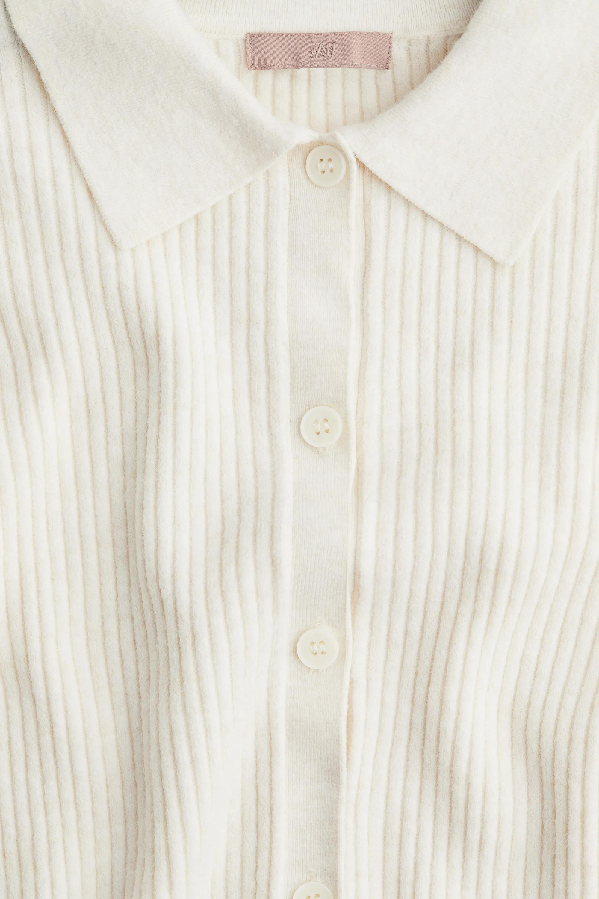 Gilet en maille côtelée avec col - Crème