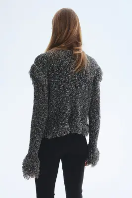 Gilet frangé - Noir chiné — photo 2