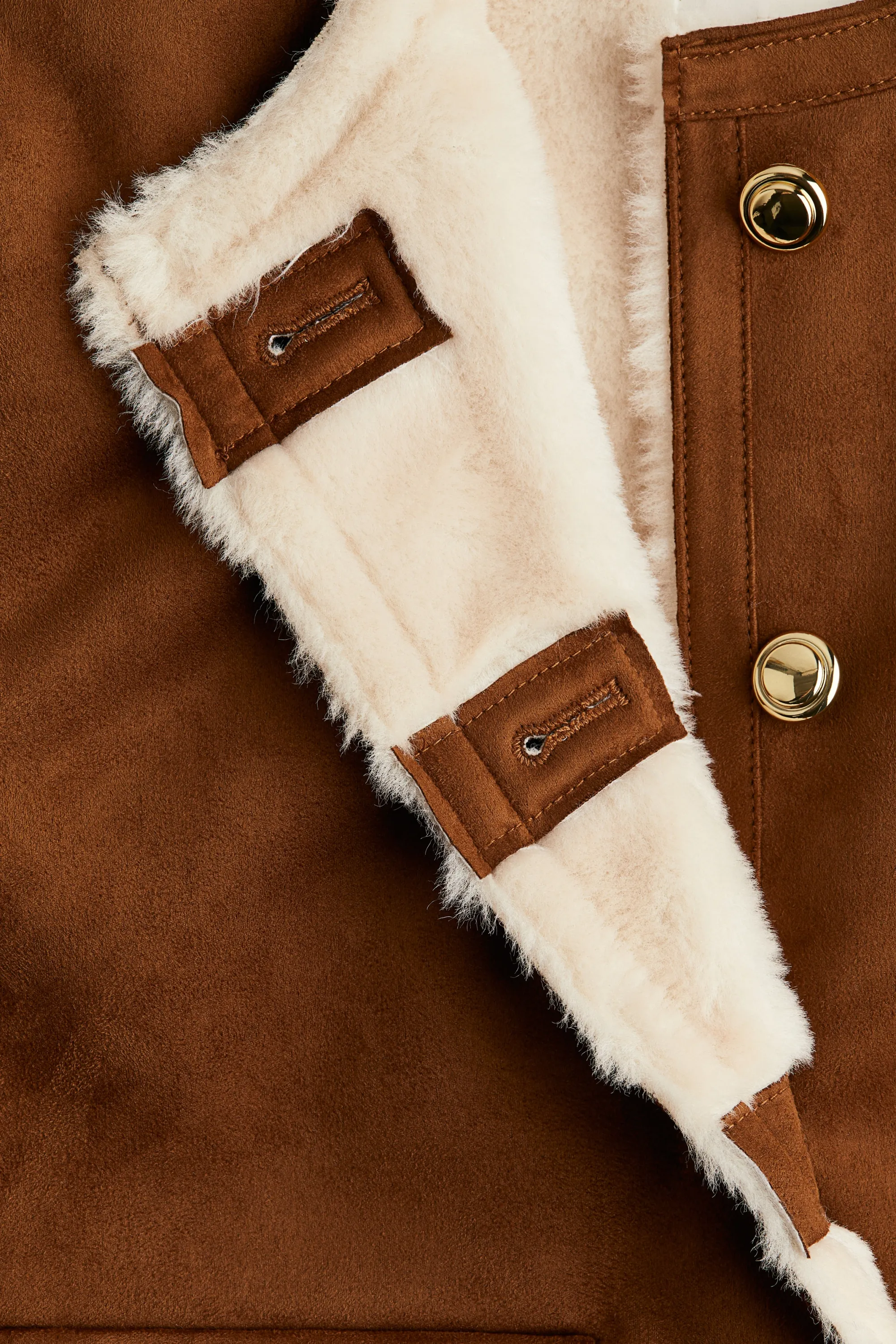 Veste doublée de tissu peluche - Marron