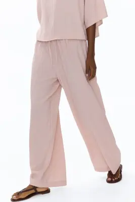 Pantalon large avec taille élastique - Rose ancien clair — photo 2