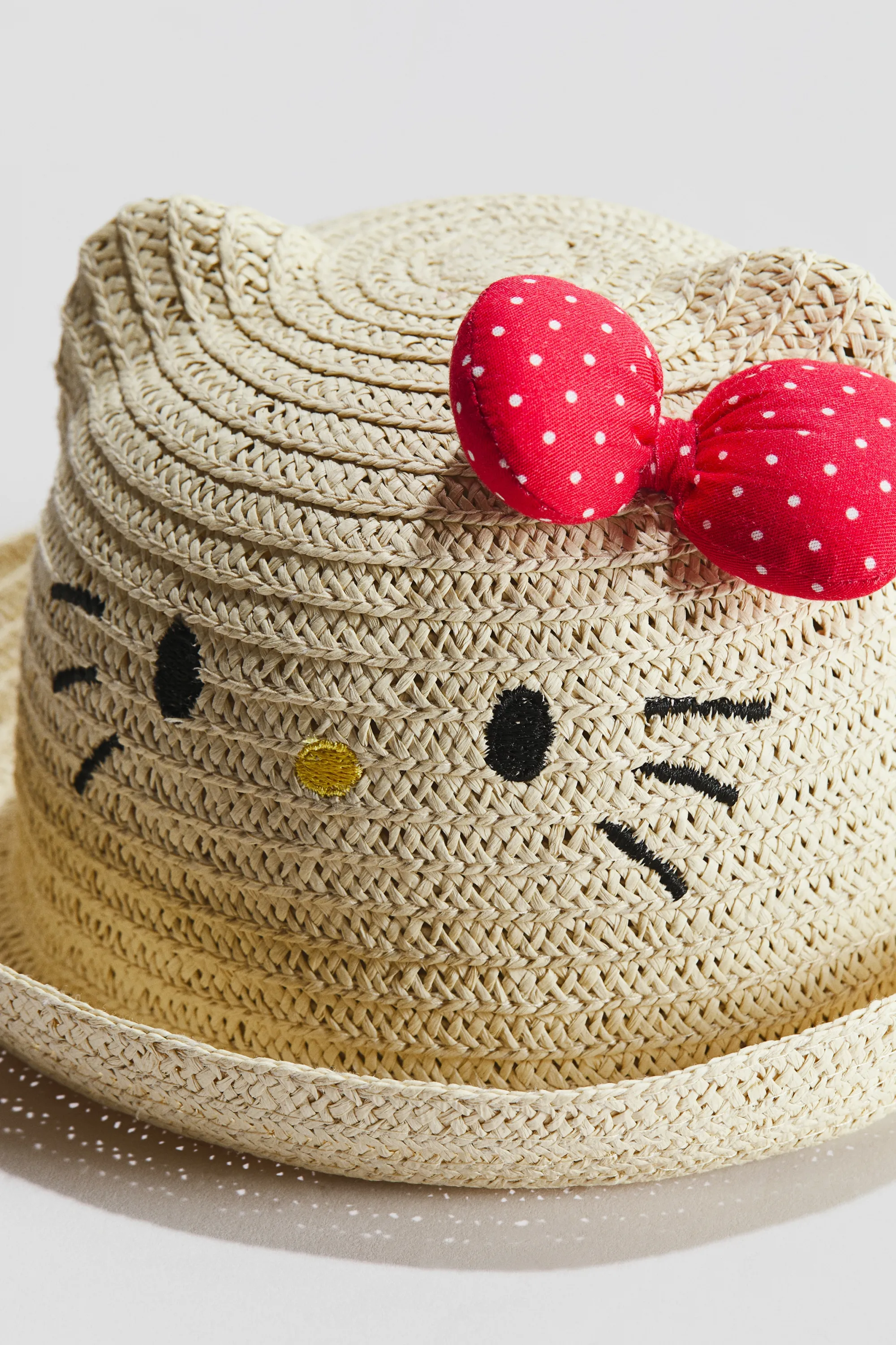 Chapeau de paille avec application - Beige/Hello Kitty