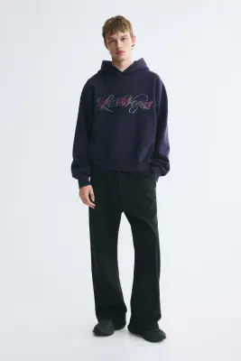 Hoodie imprimé Oversized Fit - Bleu foncé/Las Vegas — photo 1