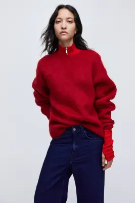 Pull en mohair mélangé - Rouge — photo 2