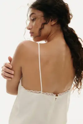 Pyjama avec dentelle - Crème — photo 3