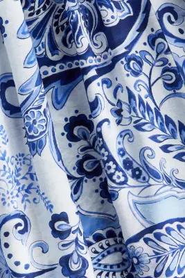 Robe bandeau smockée - Bleu/motif cachemire — photo 4