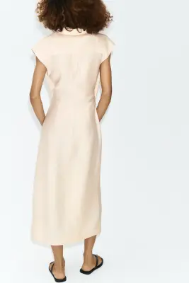 Robe chemise découpée - Beige clair — photo 2