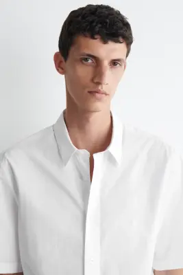CHEMISE À MANCHES COURTES DÉCONTRACTÉE EN COTON - BLANC — photo 2