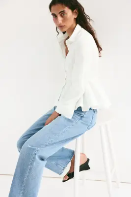 Chemise péplum en coton - Blanc — photo 2