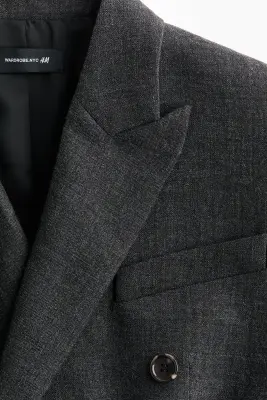 Blazer en laine à fermeture croisée - Gris foncé chiné — photo 5