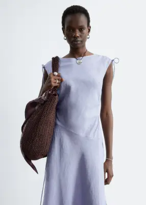 Robe midi évasée en lin - Lilas — photo 1