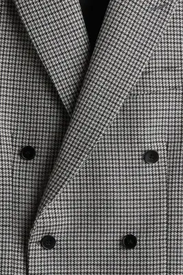 Veste en laine Regular Fit - Gris foncé/motif pied-de-poule — photo 2