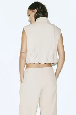 Veste sans manches avec base à effet boule - Beige — photo 2