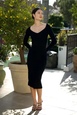 Vanessa Knit Dress - Navy — photo 1