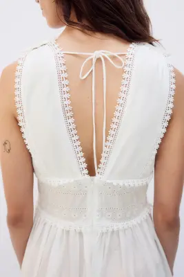 MAMA Robe d'allaitement en coton avec dentelle - Blanc — photo 2