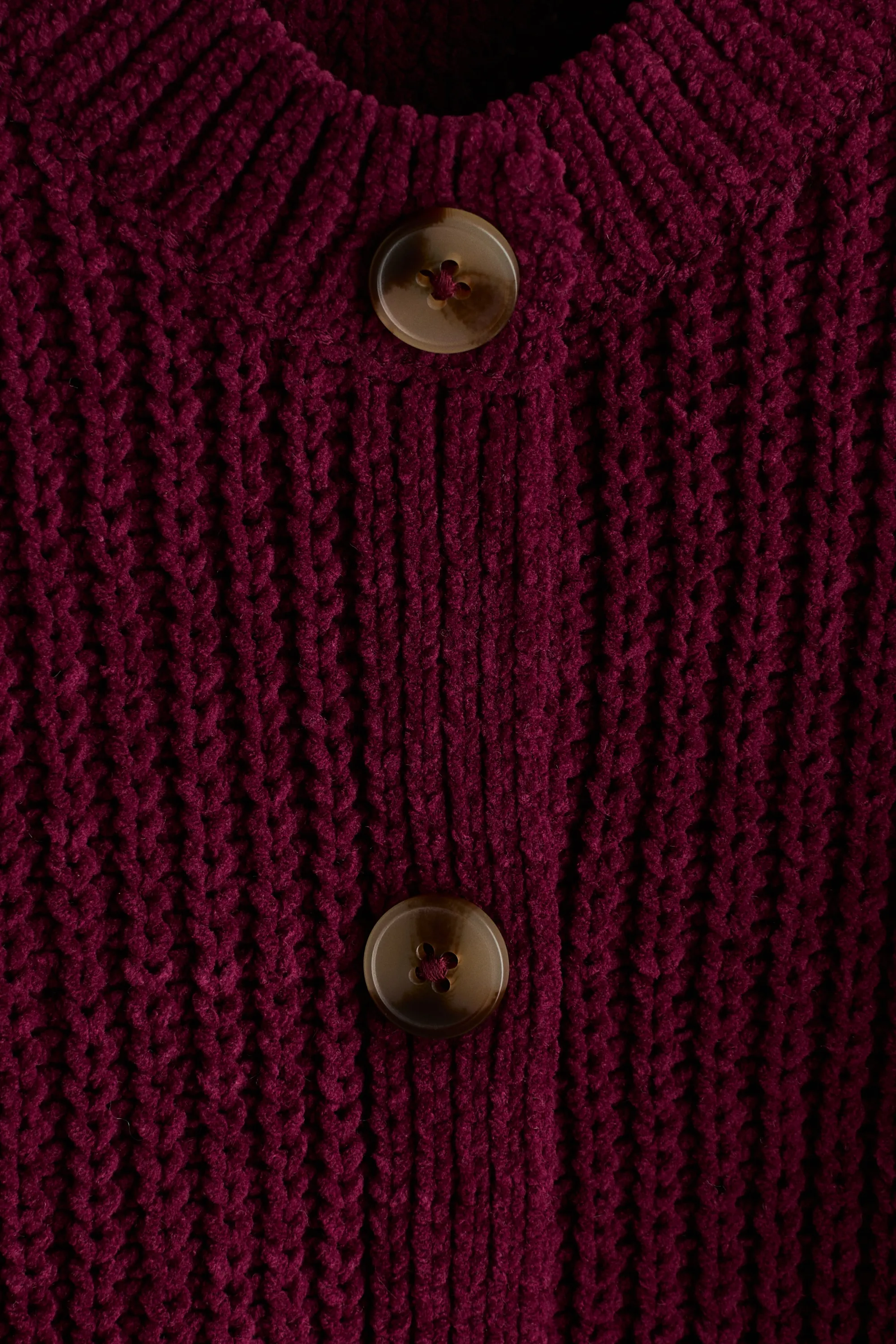Gilet en maille de fil chenille - Rouge prune foncé