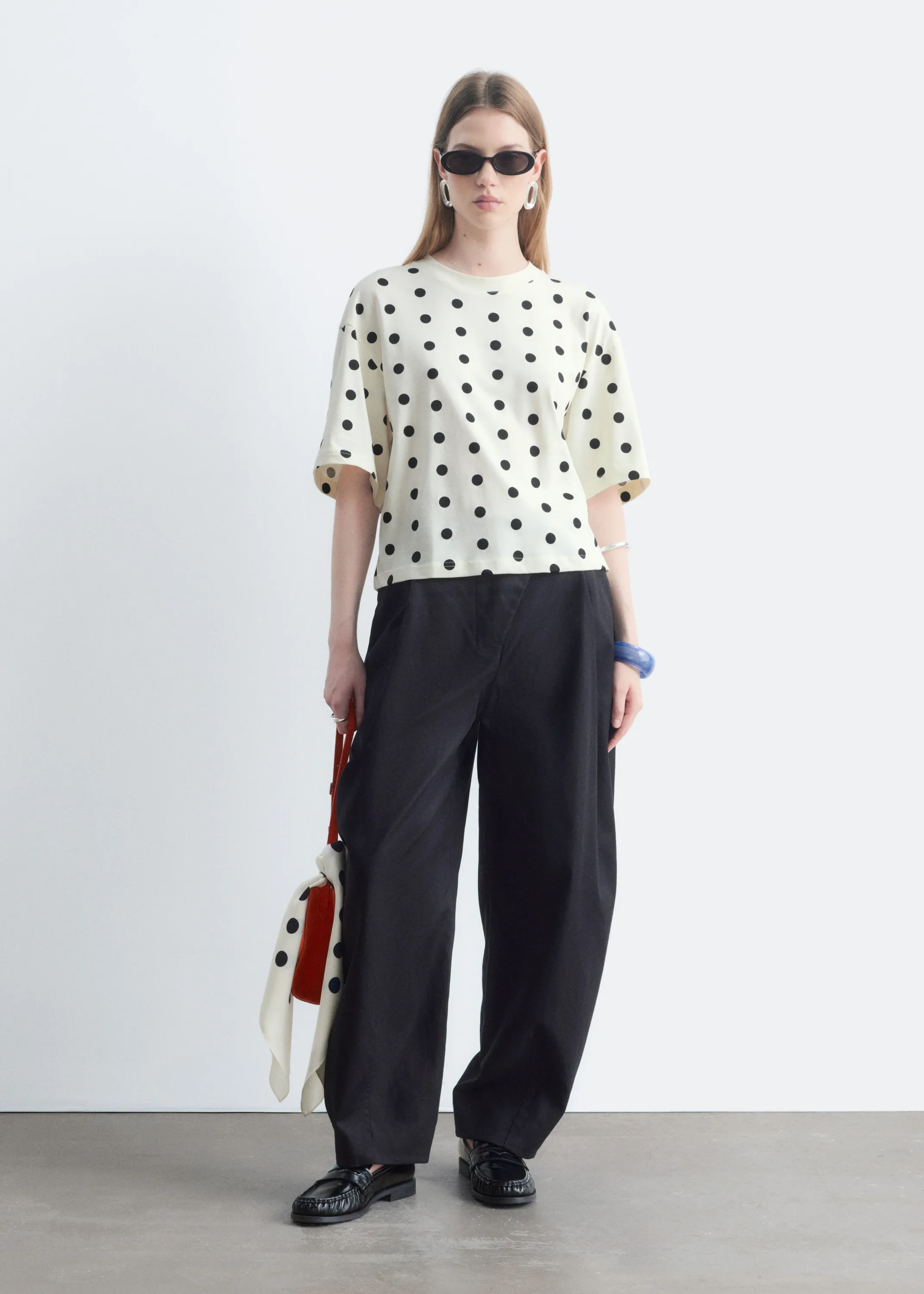 T-shirt en coton - Blanc/Pois