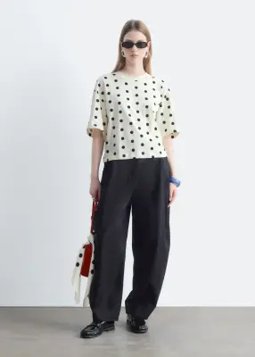 T-shirt en coton - Blanc/Pois — photo 1