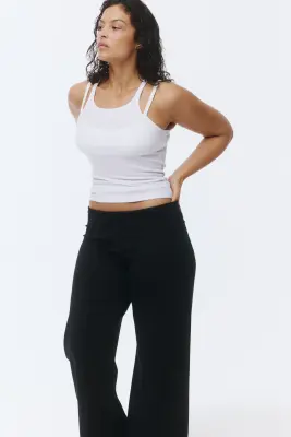 Pantalon évasé en jersey - Noir — photo 1