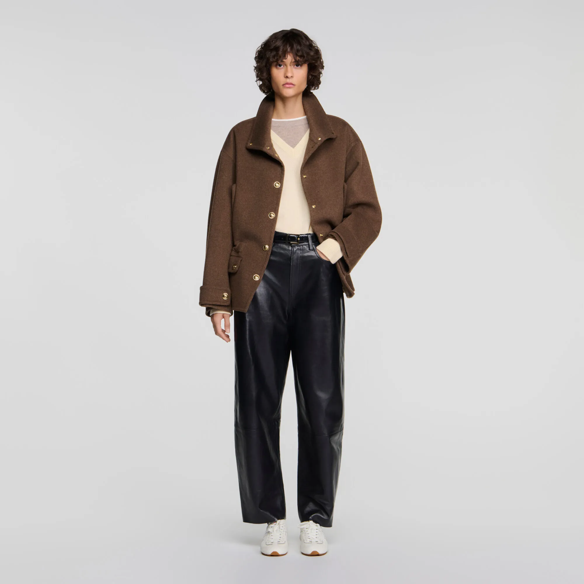Manteau double face à col montant