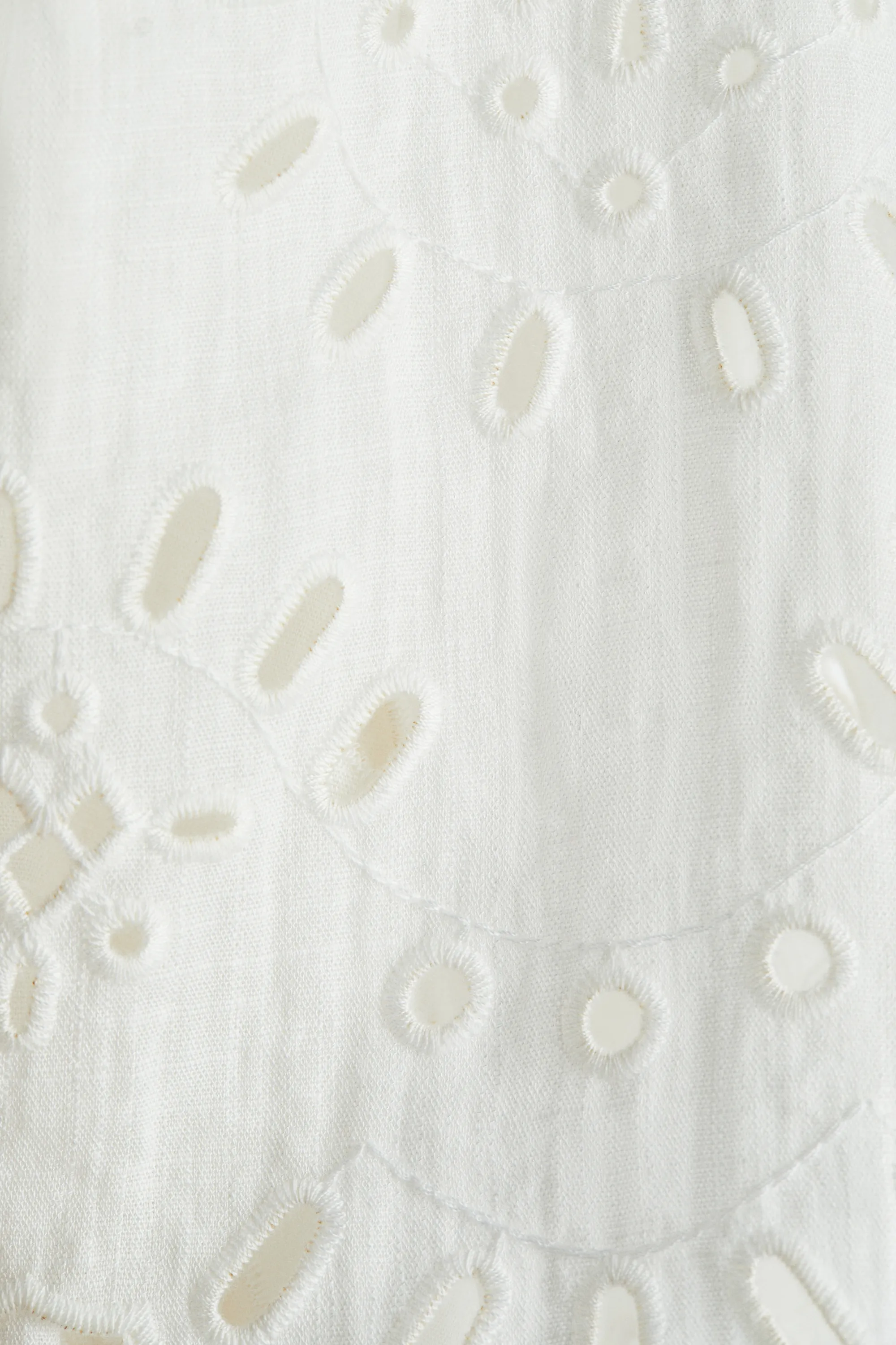 Robe chemise avec broderie anglaise - Blanc