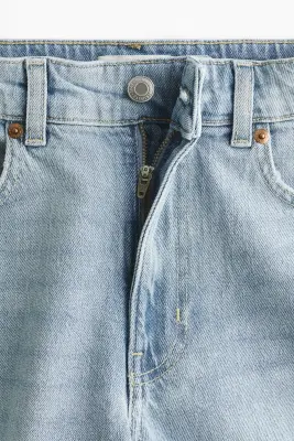 Short taille haute en denim - Bleu denim clair — photo 4