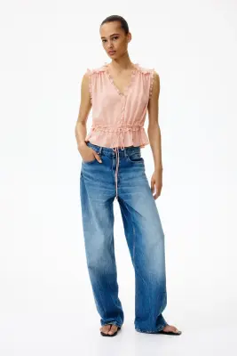 Top volanté en lyocell - Rose pêche — photo 2