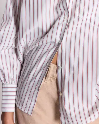Chemise Leonor rayures rouge fond blanc — photo 2