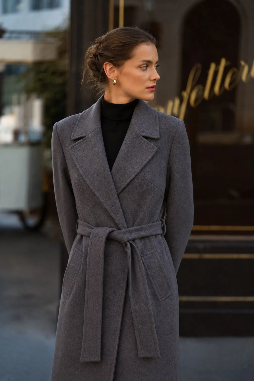 Giselle Wrap Coat - Grey