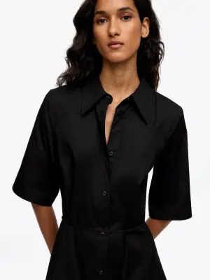 Robe-chemise en coton - Noir — photo 3