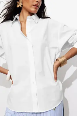 Chemise oversize unie Femme — photo 7