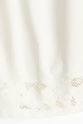 Short en twill de coton avec dentelle - Blanc — photo 4