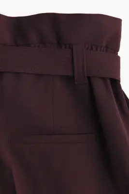 Pantalon paper bag avec ceinture - Marron foncé — photo 5