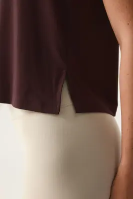 Débardeur de sport boxy DryMove™ - Prune chocolat — photo 4
